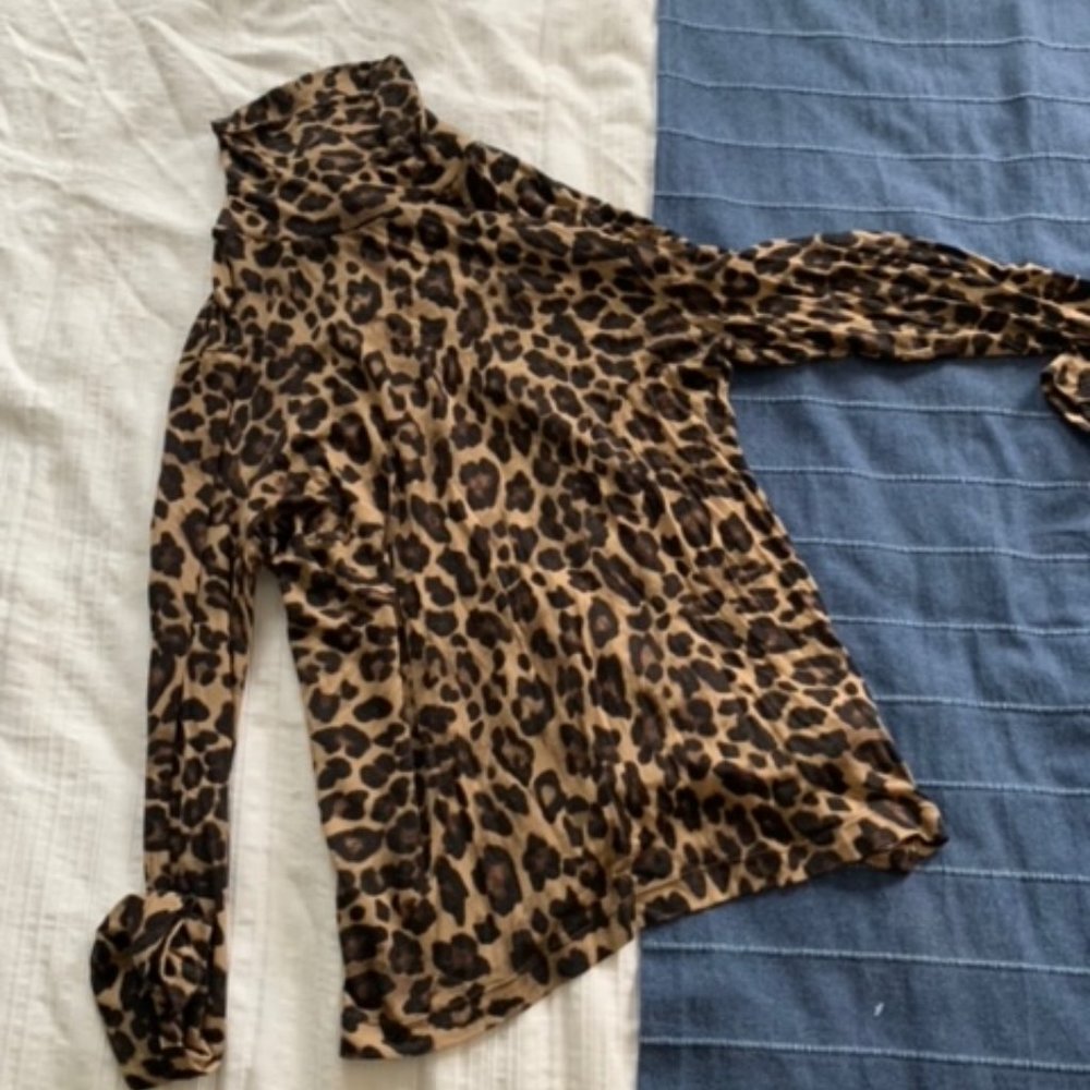 Leopard Print Turtle Neck Top